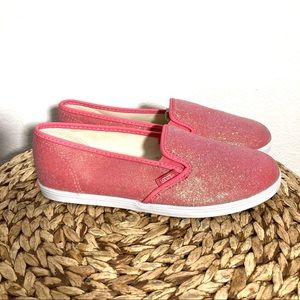 Vans slip on glitter pink white